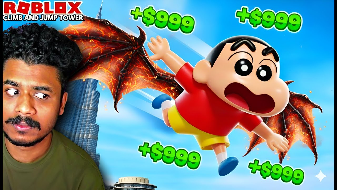 SHINCHAN MADE TRILLIONS IN ROBLOX CLIMB AND JUMP TOWER 😱