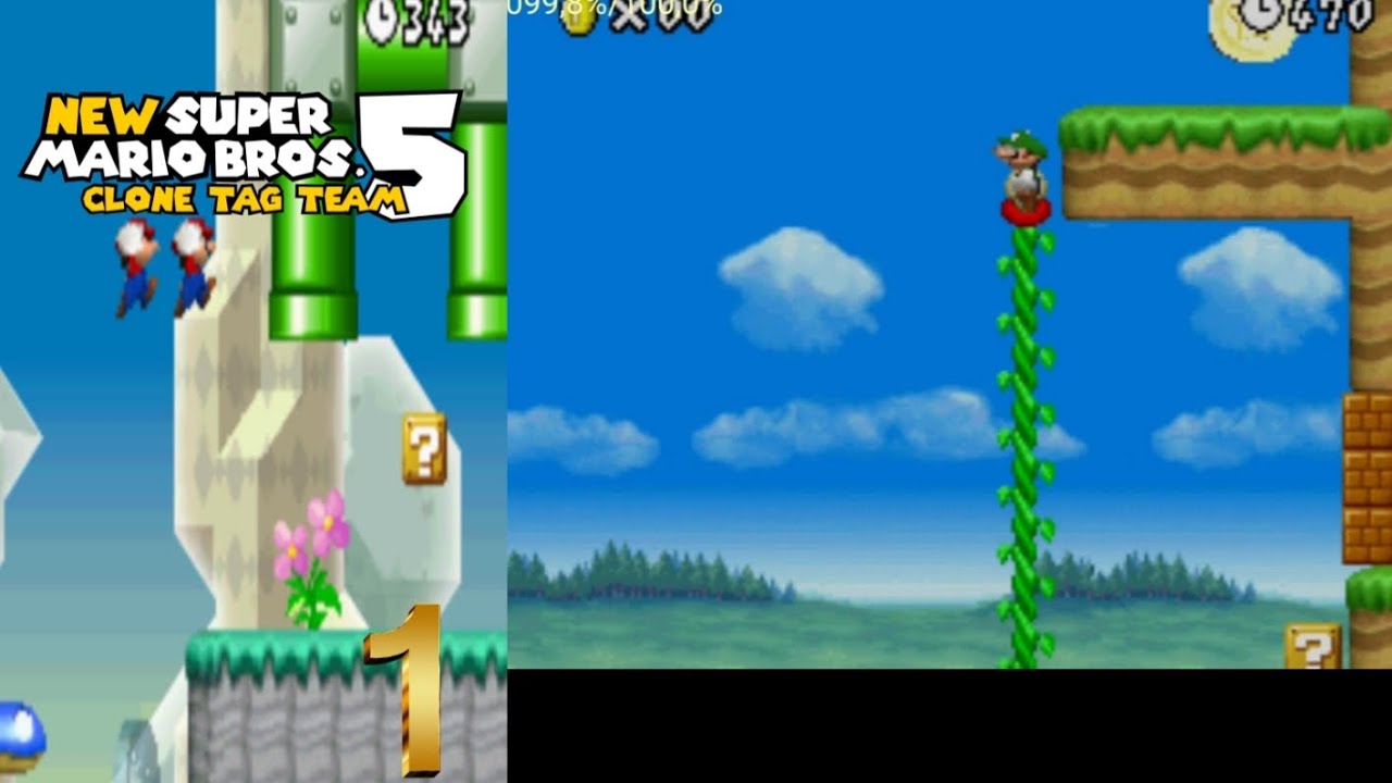 New Super Mario Bros 5 Clone Tag Team ep 1 100%