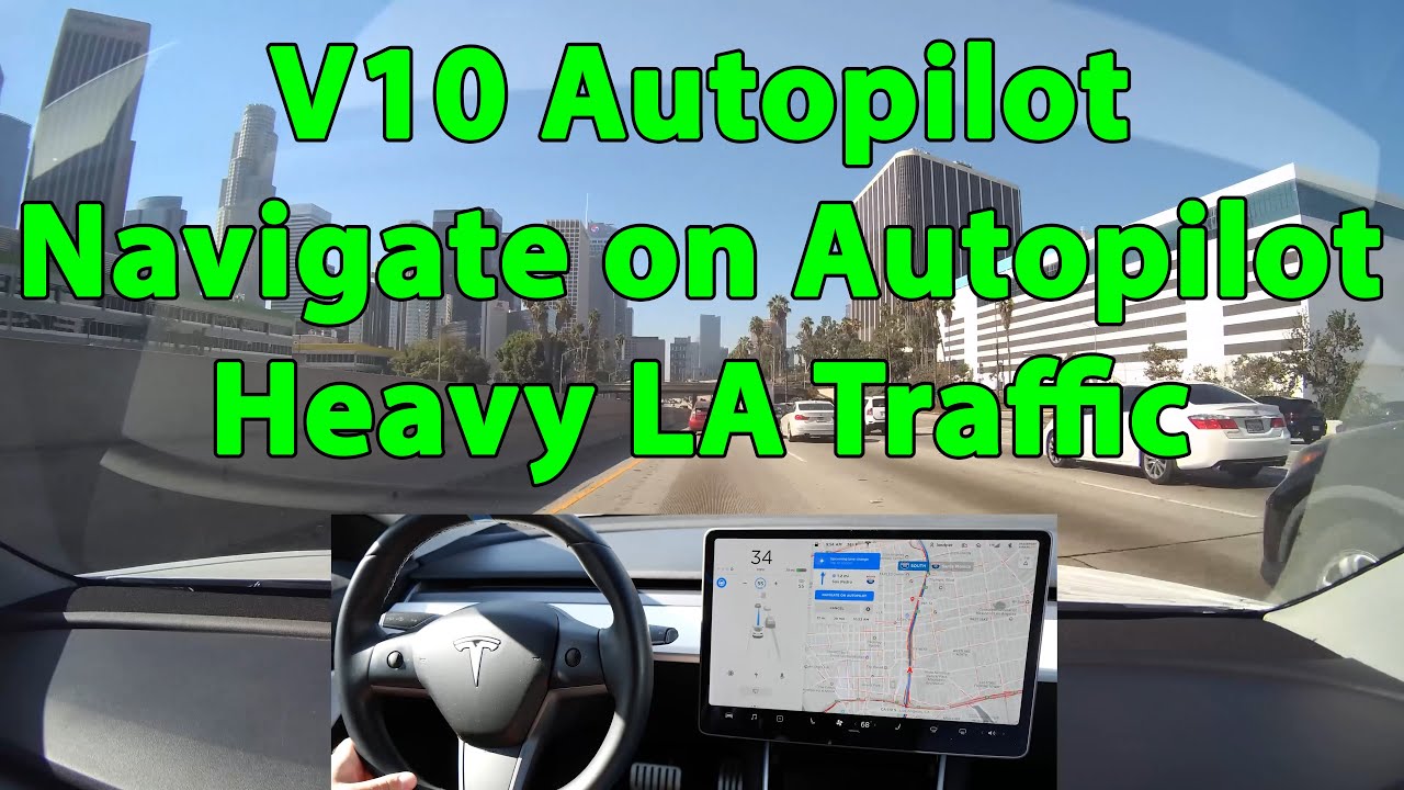 Tesla V10 | Autopilot vs Navigate on Autopilot | Heavy LA Traffic