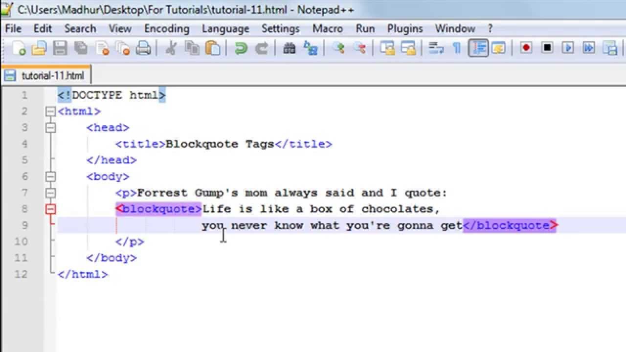 HTML Tutorial - 11: The Blockquote and Quote Tags