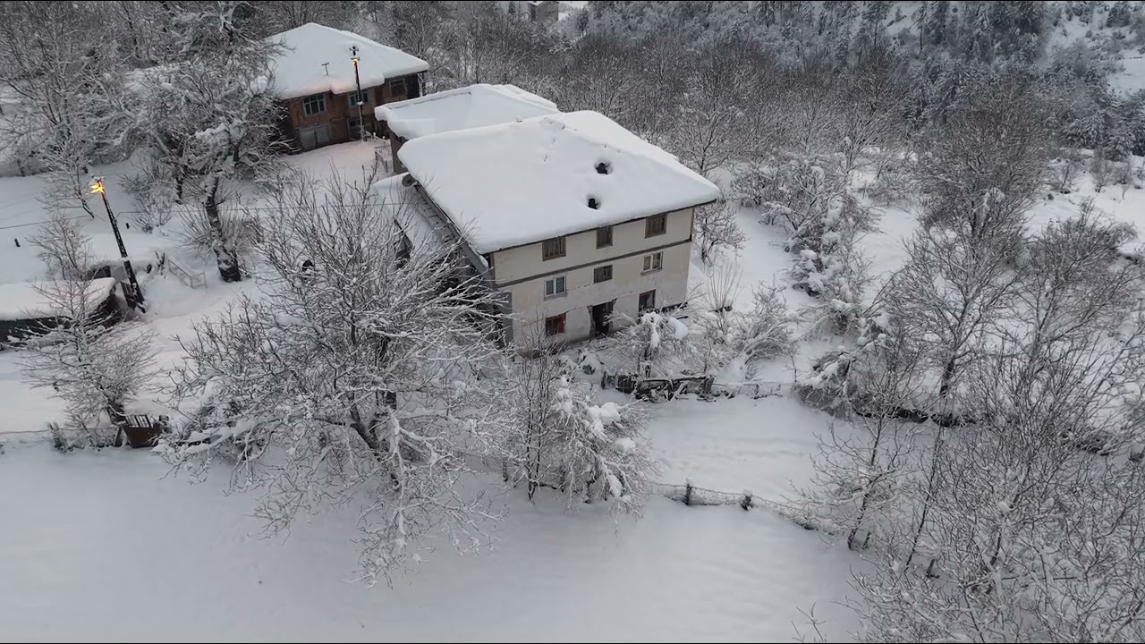  I visited my friend at his/her village house on a snowy day. 
