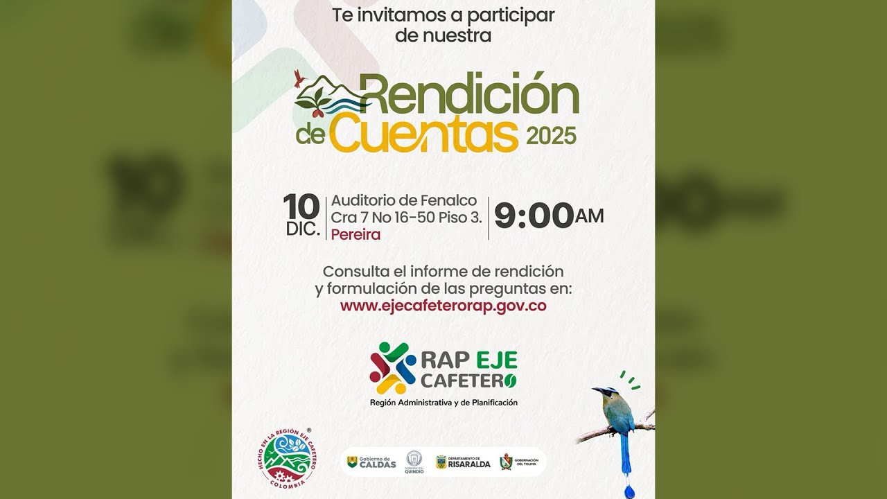 Rendición de Cuentas Rap Eje Cafetero Vigencia 2025