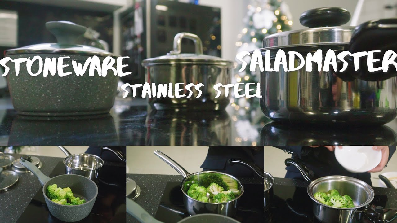 Cookware Comparison: Broccoli (Saladmaster vs Stoneware vs Stainless Steel)