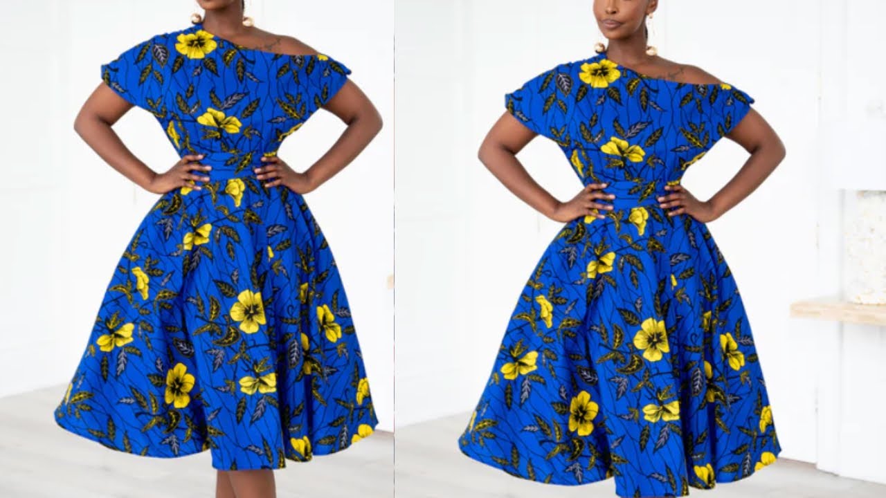 How to cut and sew an Assymetric Flare dress// One Shoulder Flare dress.