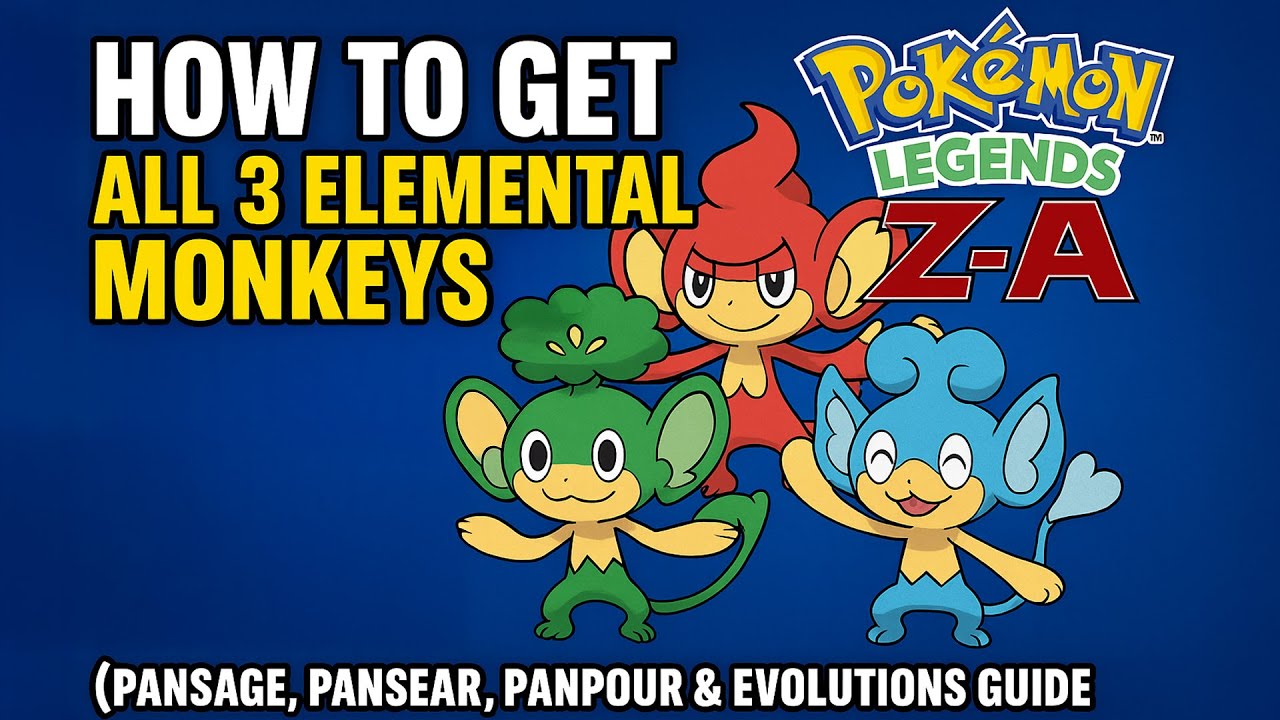 Как получить всех стихийных обезьян в Pok&eacute;mon Legends Z-A (Руководство по эволюции Pansage, Panse...