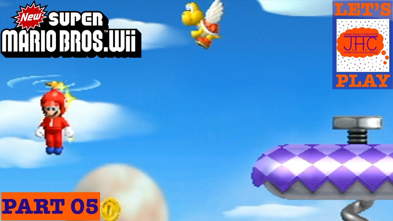 PURPLE FLIGHT? Let's Play New Super Mario Bros Wii PART 05 Bowser Junior Koopaling Propeller Penguin