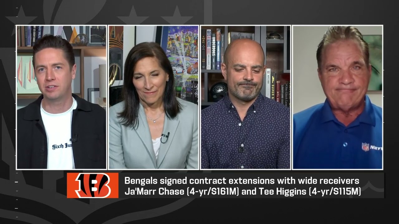 Chase and Higgins talk to press following contract extensions with Bengals