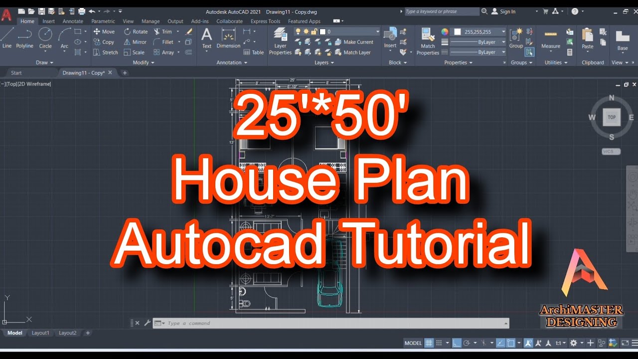 House Plan 1250 sqft. //Autocad// Tutorial