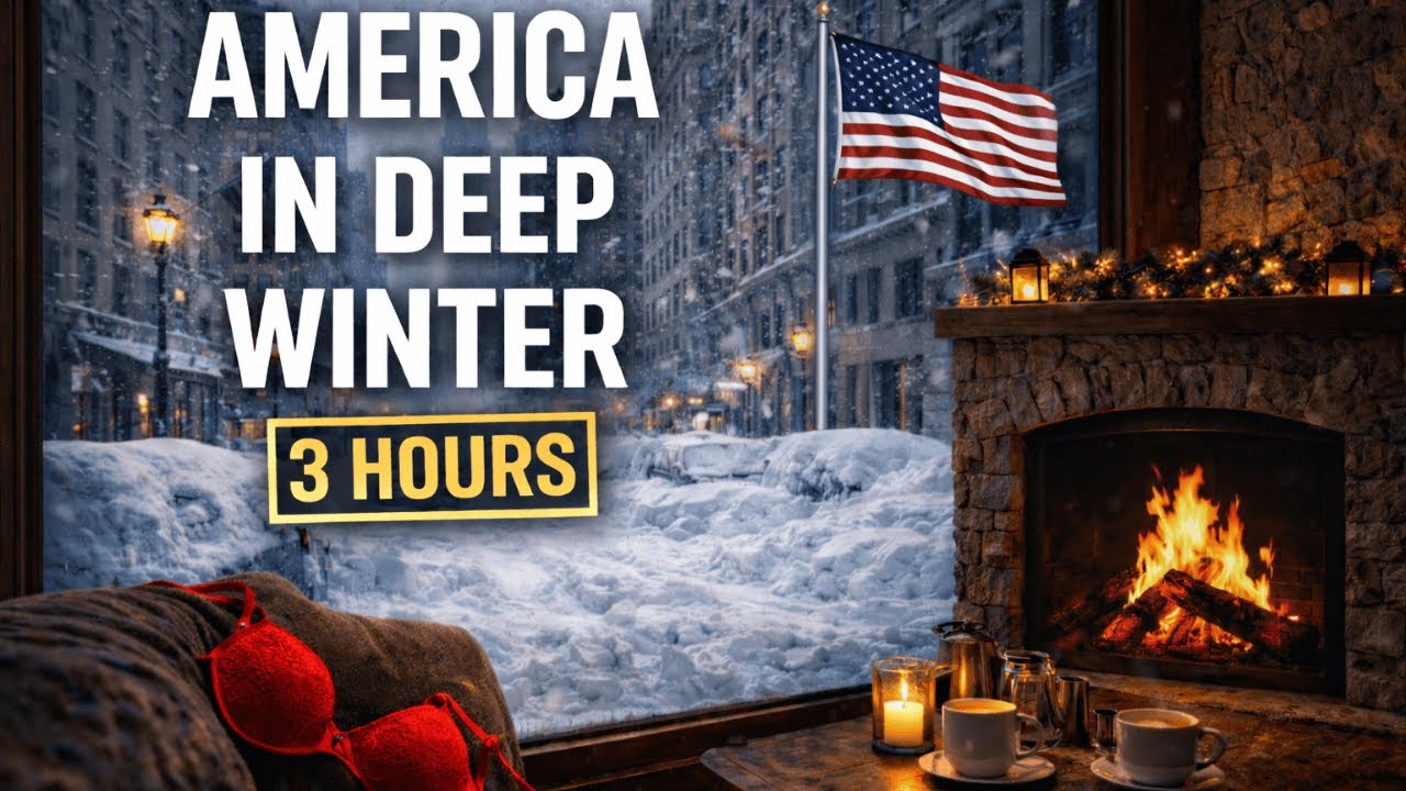 AMERICA IN DEEP WINTER ❄️ | Life Stopped by Snowstorm |Cozy Fireplace Ambience(3 HOURS, 4K) #winter