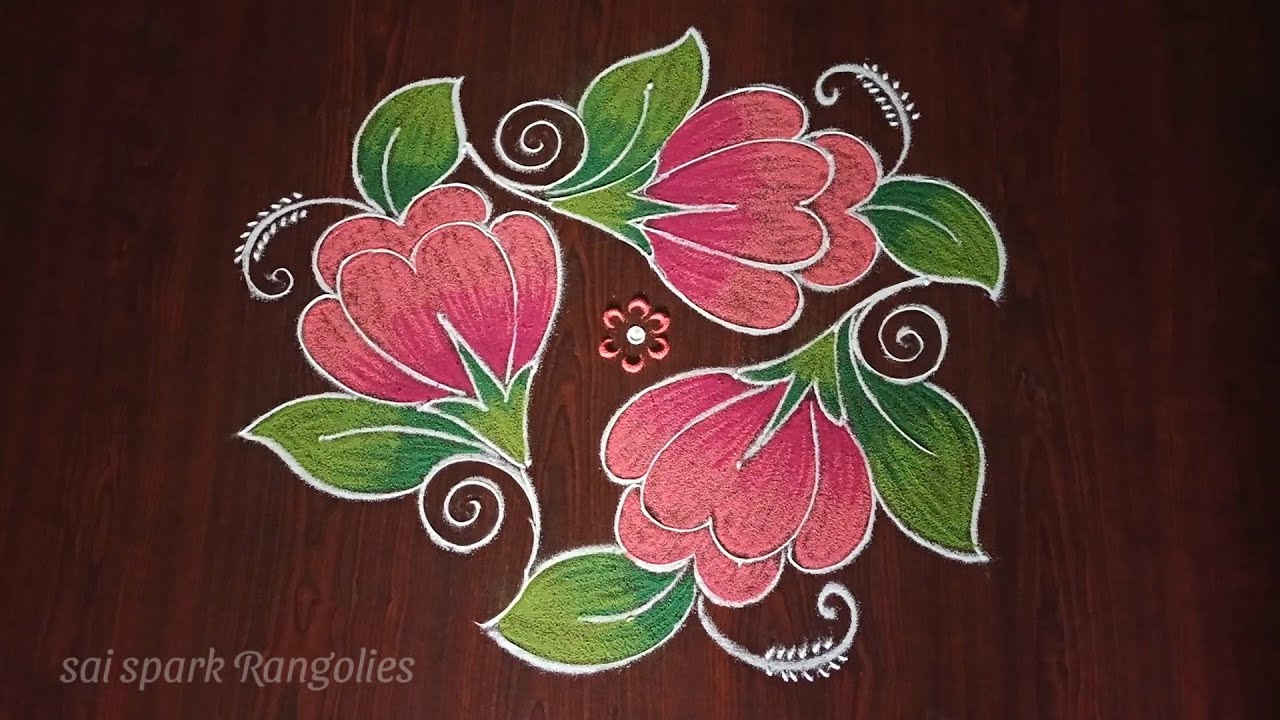 colourful flower rangoli | latest poo kolam | new creative flower rangoli @saisparkrangolies