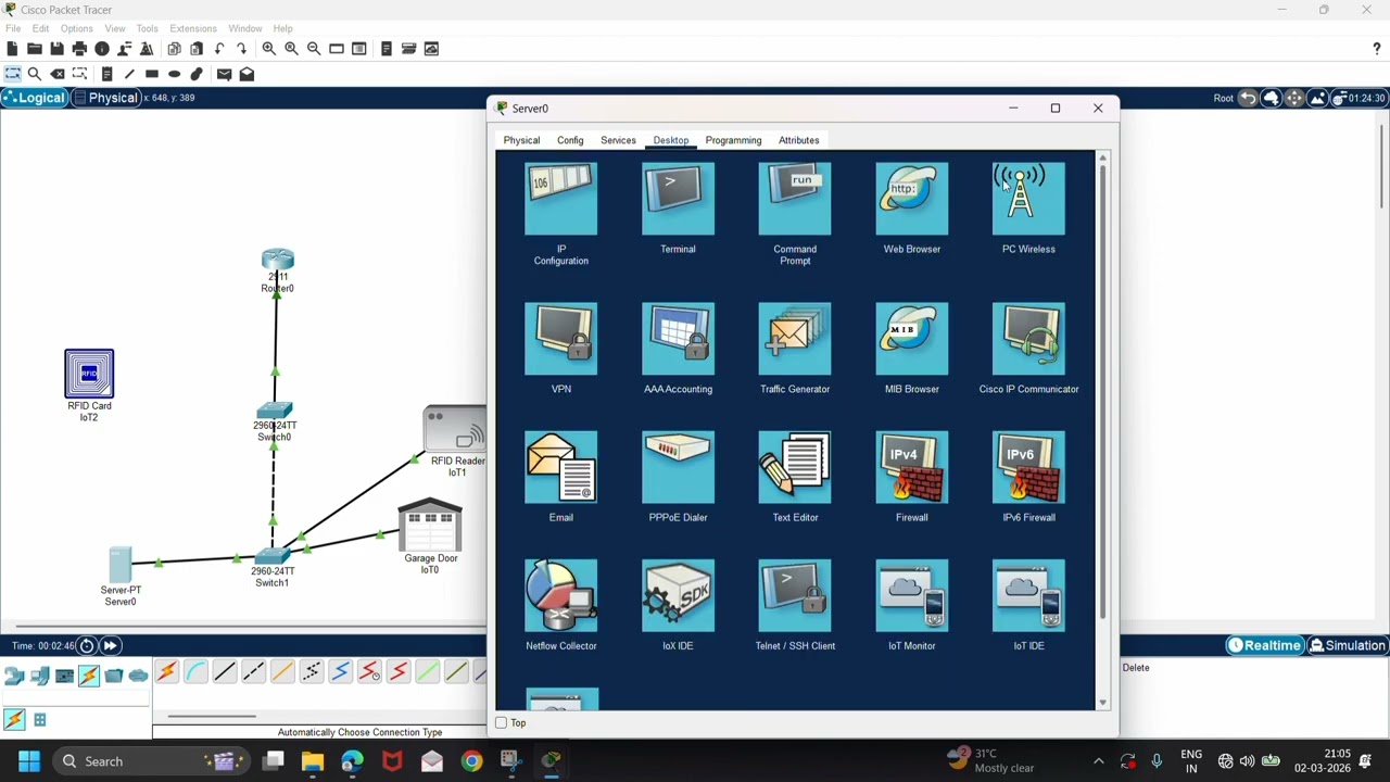 wireless network using rfid and door in cisco packet tracer#networking #cisco #computer 