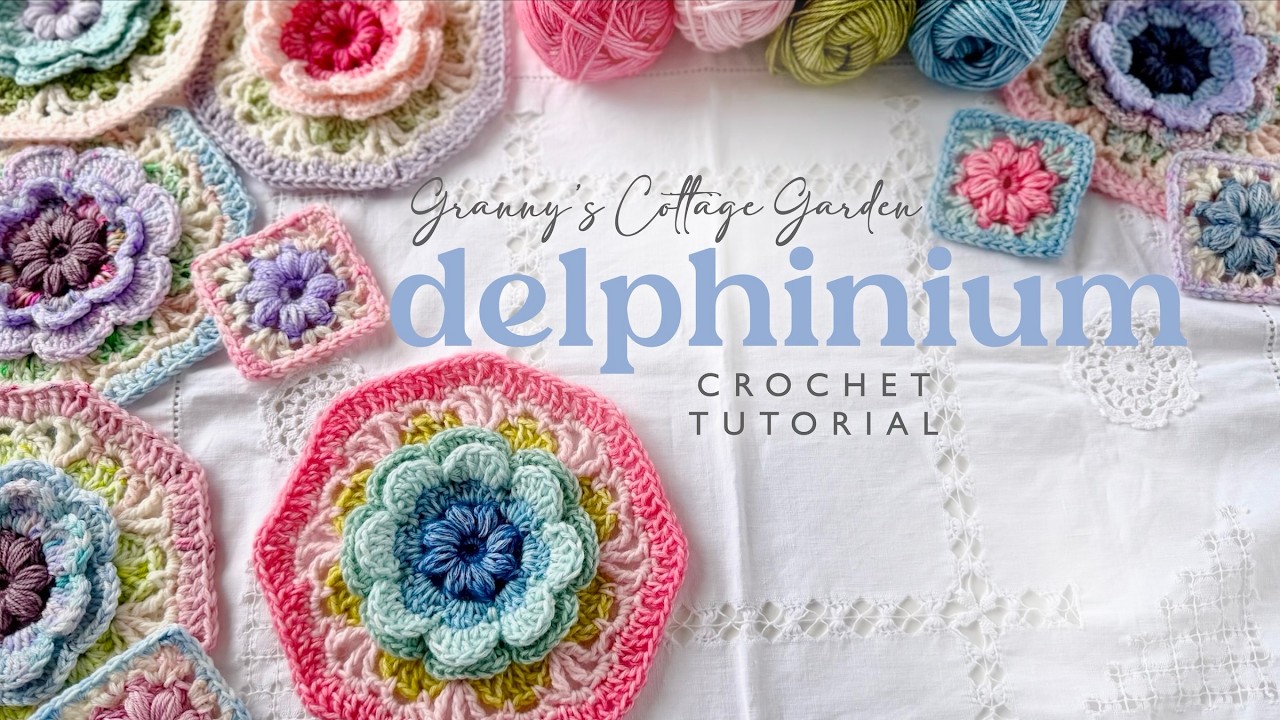 How to Crochet a Delphinium Octagon | Granny's Cottage Garden Tutorial 2
