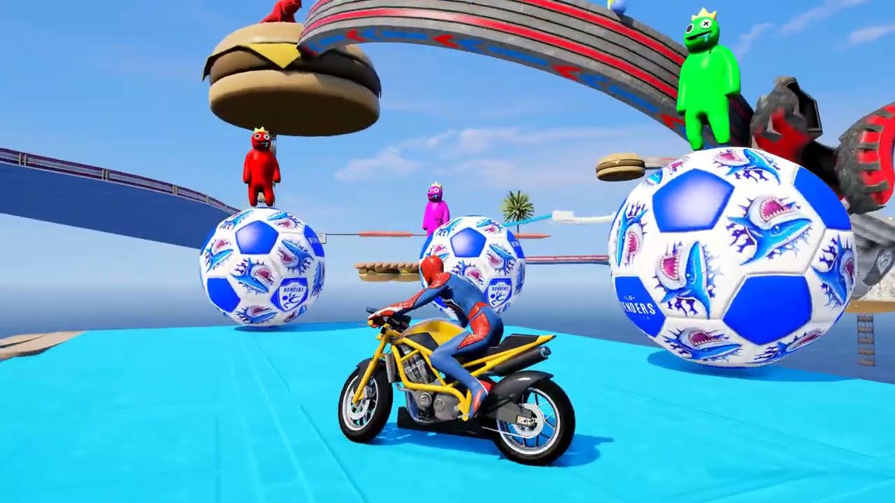 RED SPIDER-MAN vs VENOM Superhero Motorcycle Battle – Sharks, Spiders, and Epic Stunts in GTA 5