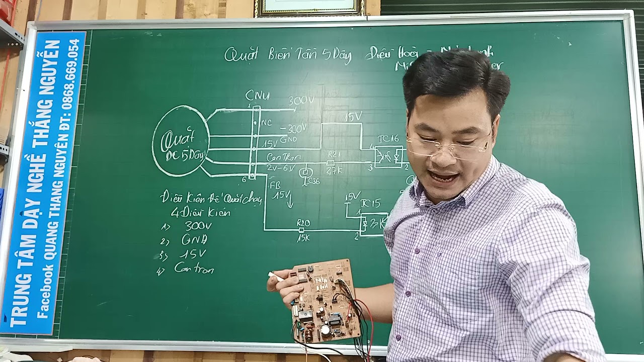 Hướng dẫn sửa quạt biến tần 5 dây điều hòa Mitsubishi inverter lét nhay 6 lần