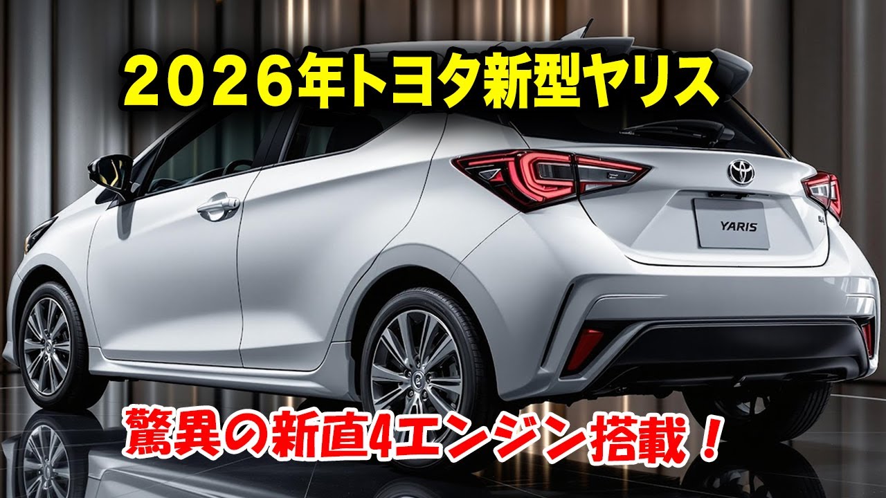 トヨタ新型ヤリスフルモデルチェンジ2026年発売！新開発の直列4気筒エンジンで性能が飛躍的に向上！