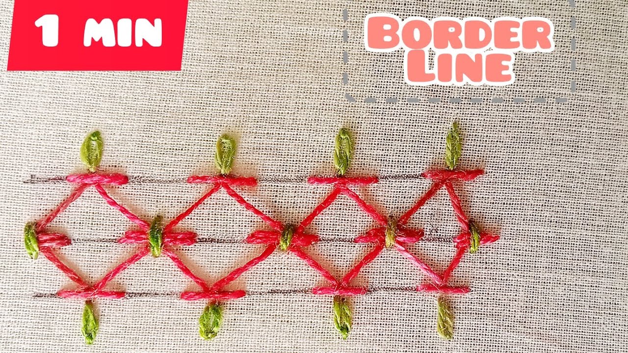 Easy Border line hand embroidery #stitchwork #embroidery #embroiderydesigns