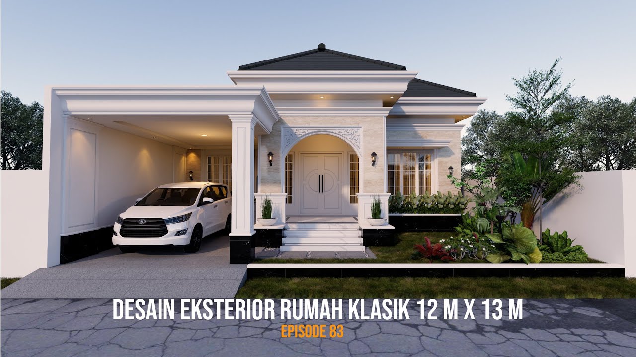 DESAIN RUMAH KLASIK 1 LANTAI BERUKURAN 12X13M DENGAN 3 R. TIDUR, EPISODE 83