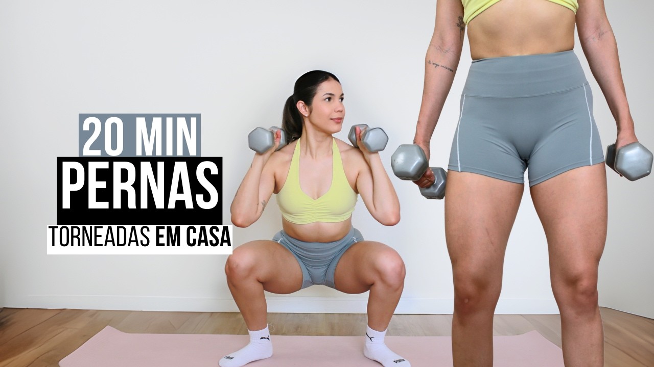 TREINO DE PERNAS COM HALTERES 20 MIN | AUMENTE E DEFINA AS COXAS EM CASA!
