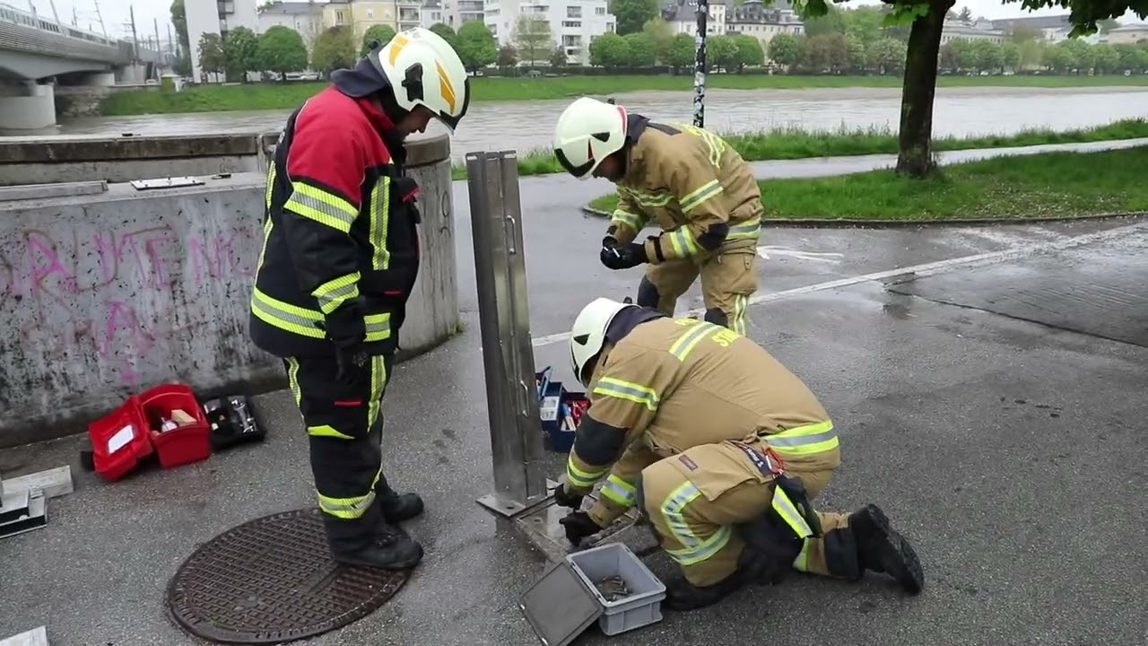 Hochwasserschutz-Übung in der Stadt Salzburg