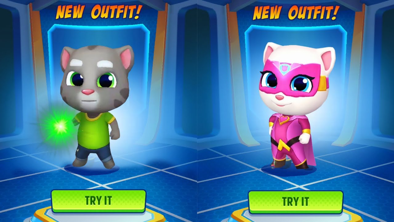 Talking Tom Hero Dash android ioS gameplay () Tom- Angela - Raccoon