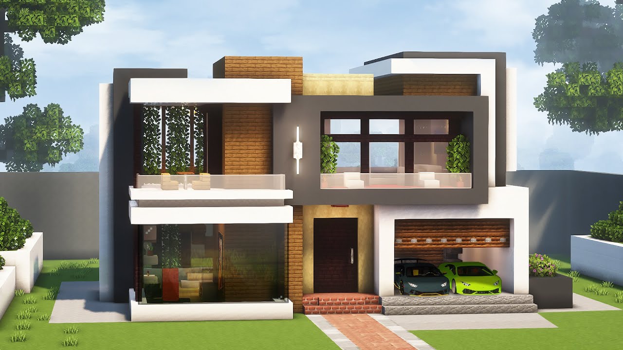 How to Build a Modern House in Minecraft | Modern Mansion Tutorial