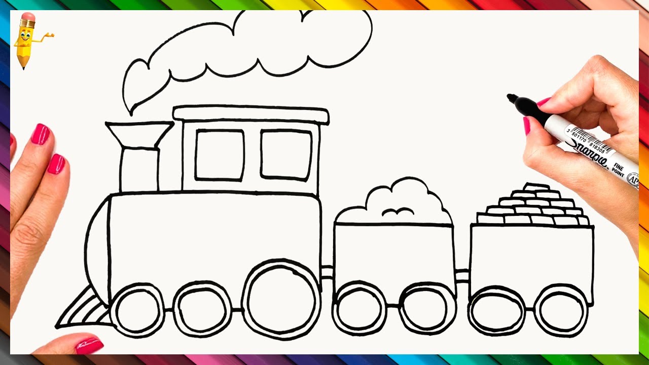 How To Draw A Train Step By Step 🚂 Train Drawing Easy