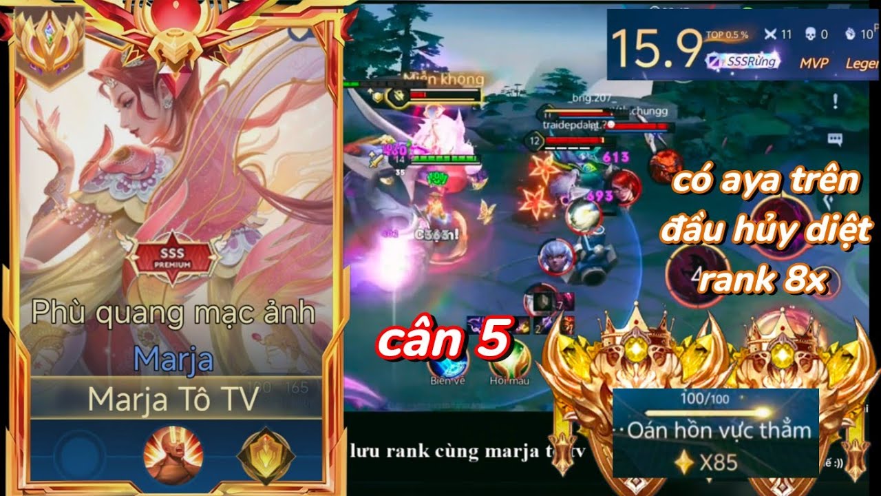 Hủy diệt rank 8x 1 mình cân 5 khi có ây trên đầu #liênquânmobile #game 