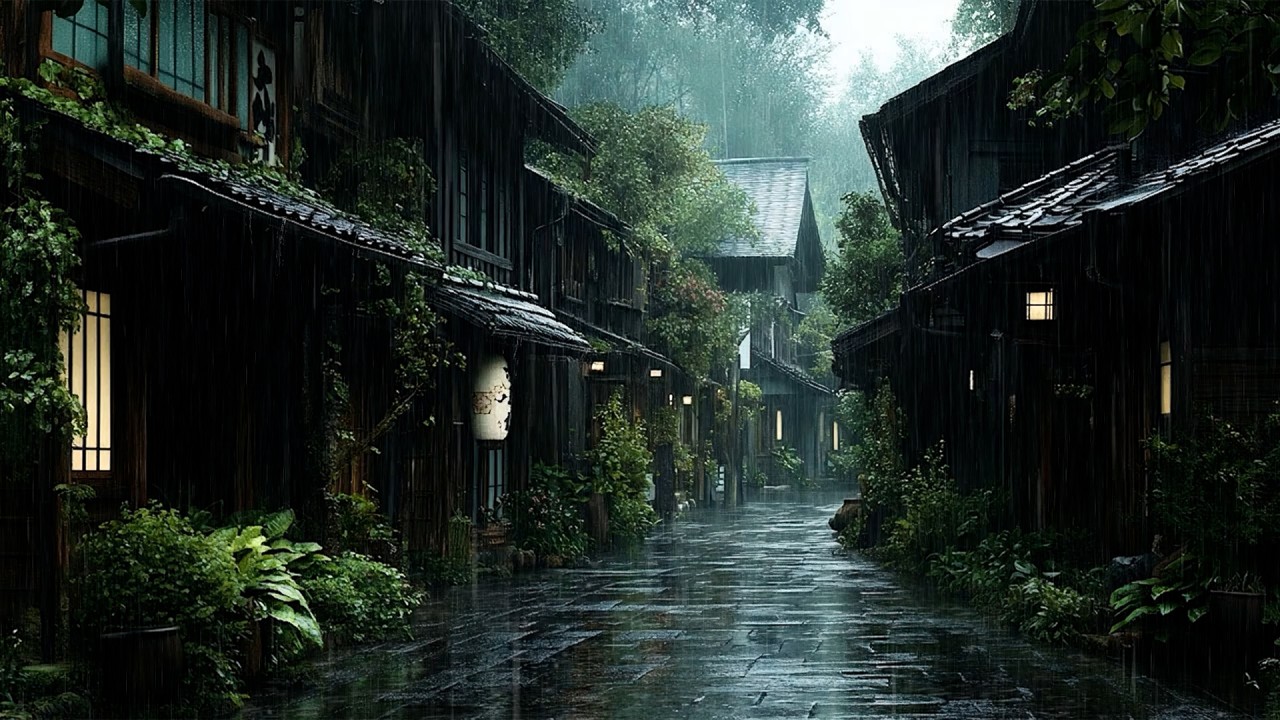 Rain Ambience ✨ Dark Rainy Night in Ancient Edo | Healing Nature Sounds for Anxiety Relief 🌧️