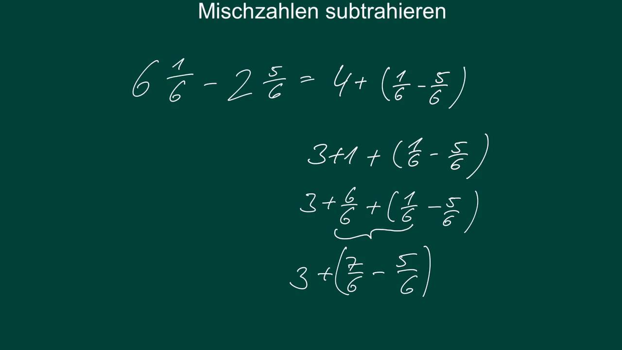 Bruchrechnen - Mischzahlen subtrahieren