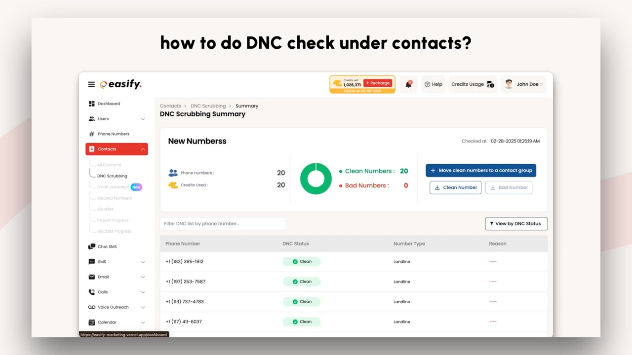 How do I do a DNC check under contacts in Easify? | Easify Marketing | Tutorial