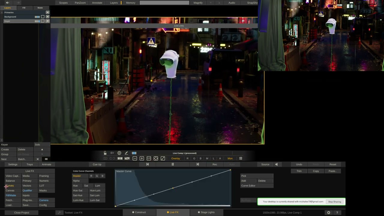 Green Screen with Set Extensions Workflow for Assimilate Live FX