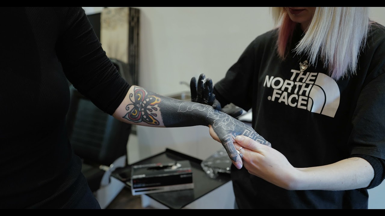 Tattoo white on black - Blackout and white ink