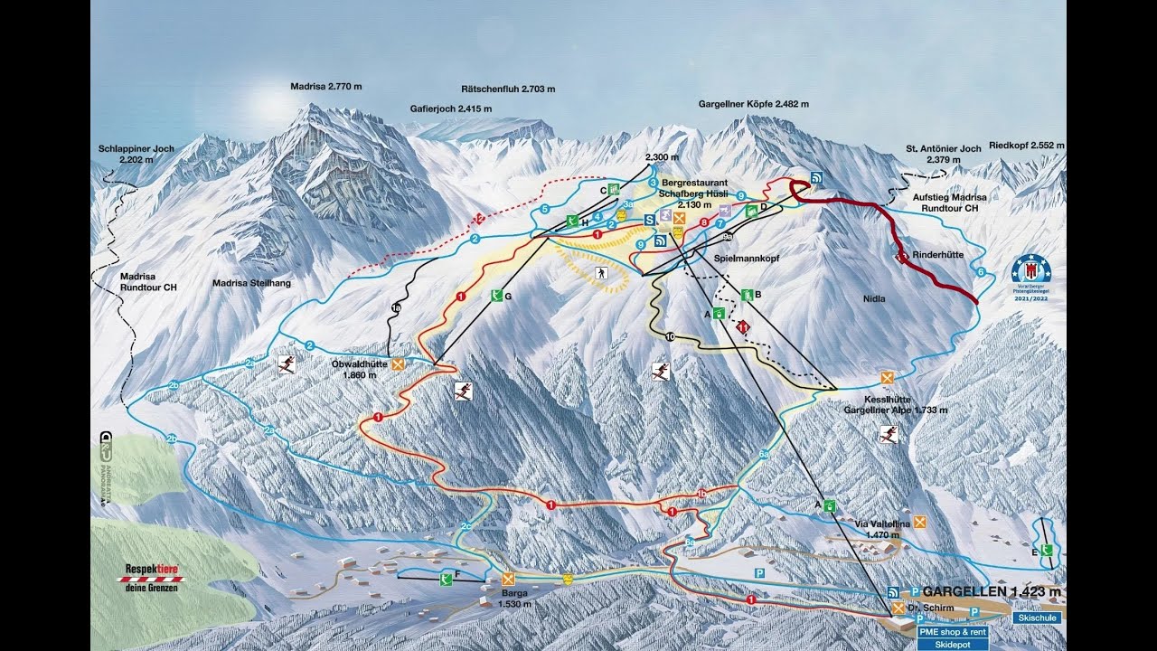 Gargellen Piste 13 Black skiroute Rinderhutte (ski video)