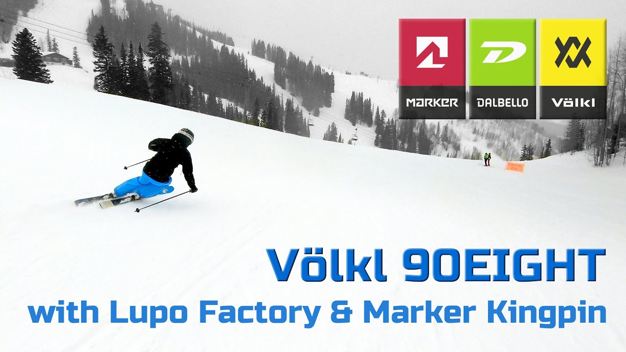 Skiing on Völkl 90Eight with Marker Kingpin on Aspen Mountain