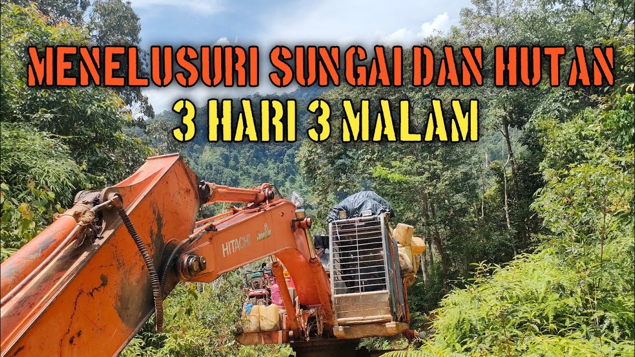 rolling excavator hitachi melewati hutan sungai angker