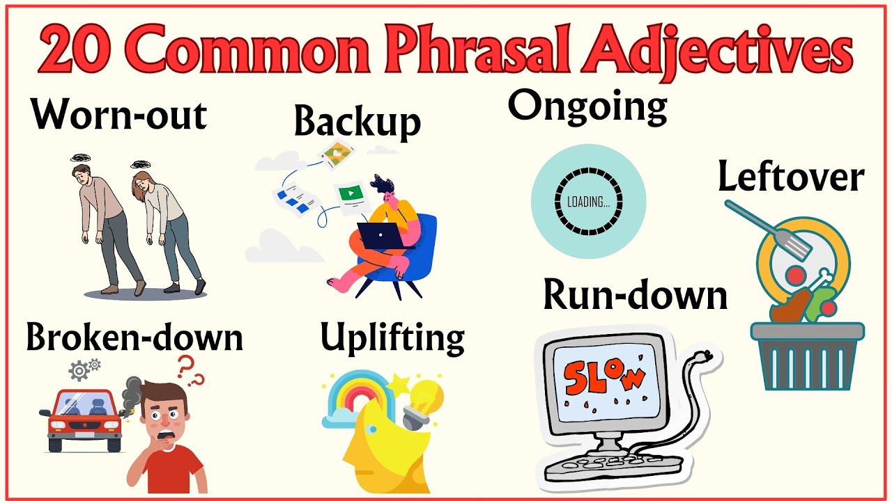 Lesson 40: Super Advanced Phrasal Adjectives; Backup, Beaten-up, Bygone, Ongoing, Uplifting in 7 min