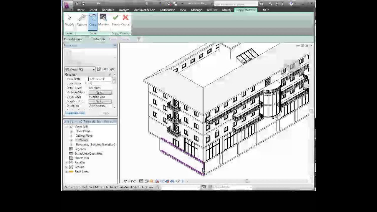 Revit Structure - Linking an Architectural Model and Copying Shared Elements