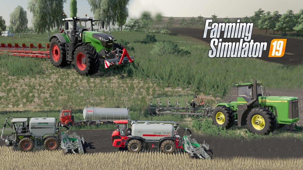 FS19 Timelapse #48 Внесение жидких удобрений, дисковка, пахота паров Claas, Holmer, MAN, FENDT, JD