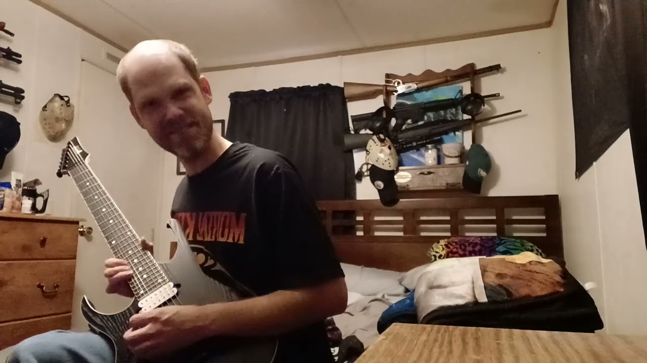 7 string jam guitar playing still improving hopefully 