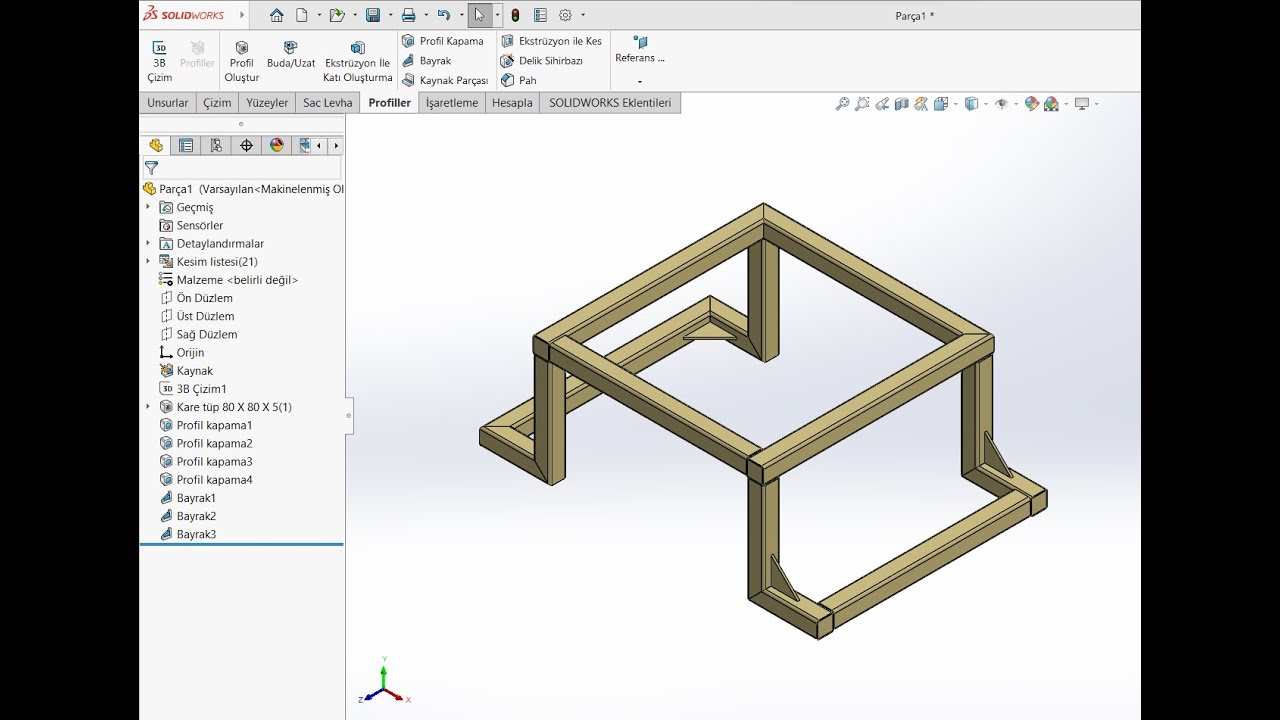 Solidworks Weldments Tutorial -  Solidworks Profil Çalışması