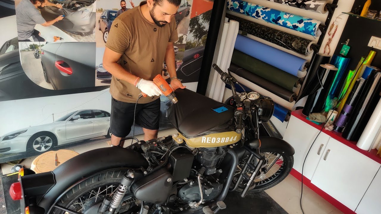 Royal Enfield Signals Vinyl Wrapping Matt Black | Bullet Modification | Vwraps Sikar