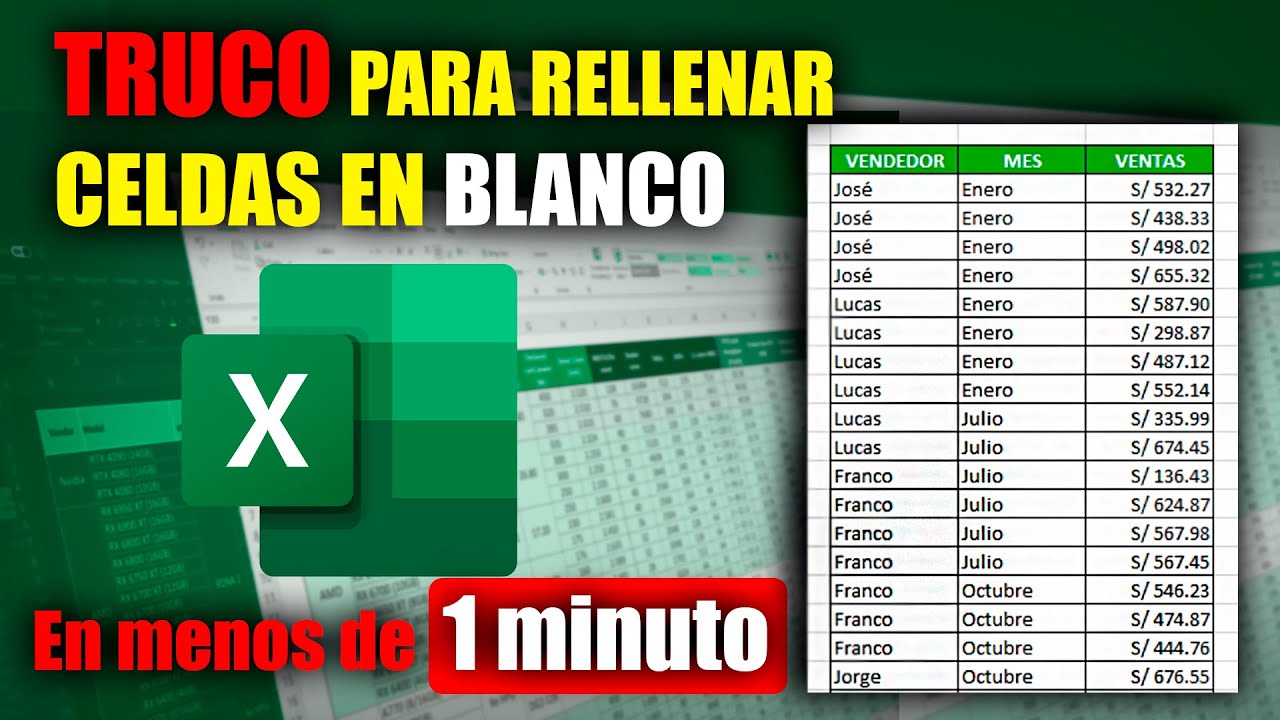 Como Rellenar Celdas en Blanco en Excel S&uacute;per F&aacute;cil [Tutoriales de Excel]