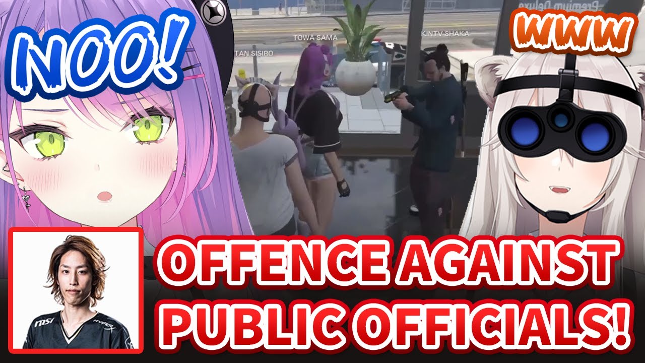Botan laugh so hard at Towa getting arrested by Shaka because she punched him [VCRGTA/Hololive]