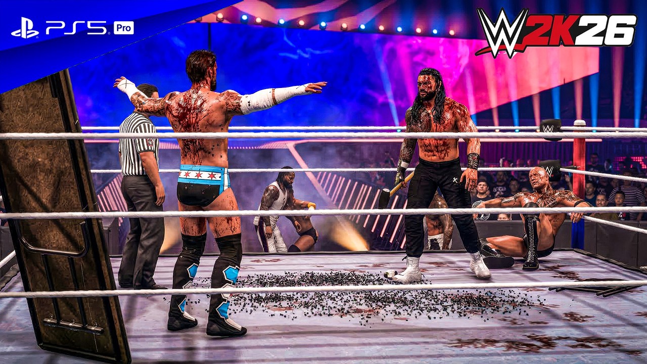 WWE 2K26 - The Rock vs. CM Punk - Bloodline Rules Match at Wrestlemania | PS5™ Pro [4K60]