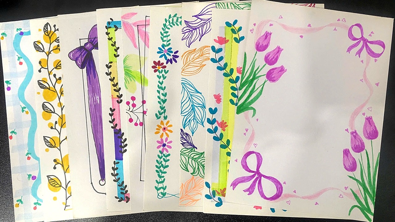 9 easy line border designs PROJECT WORK DESIGNS/CORNER AND SIDE BORDER DESIGN