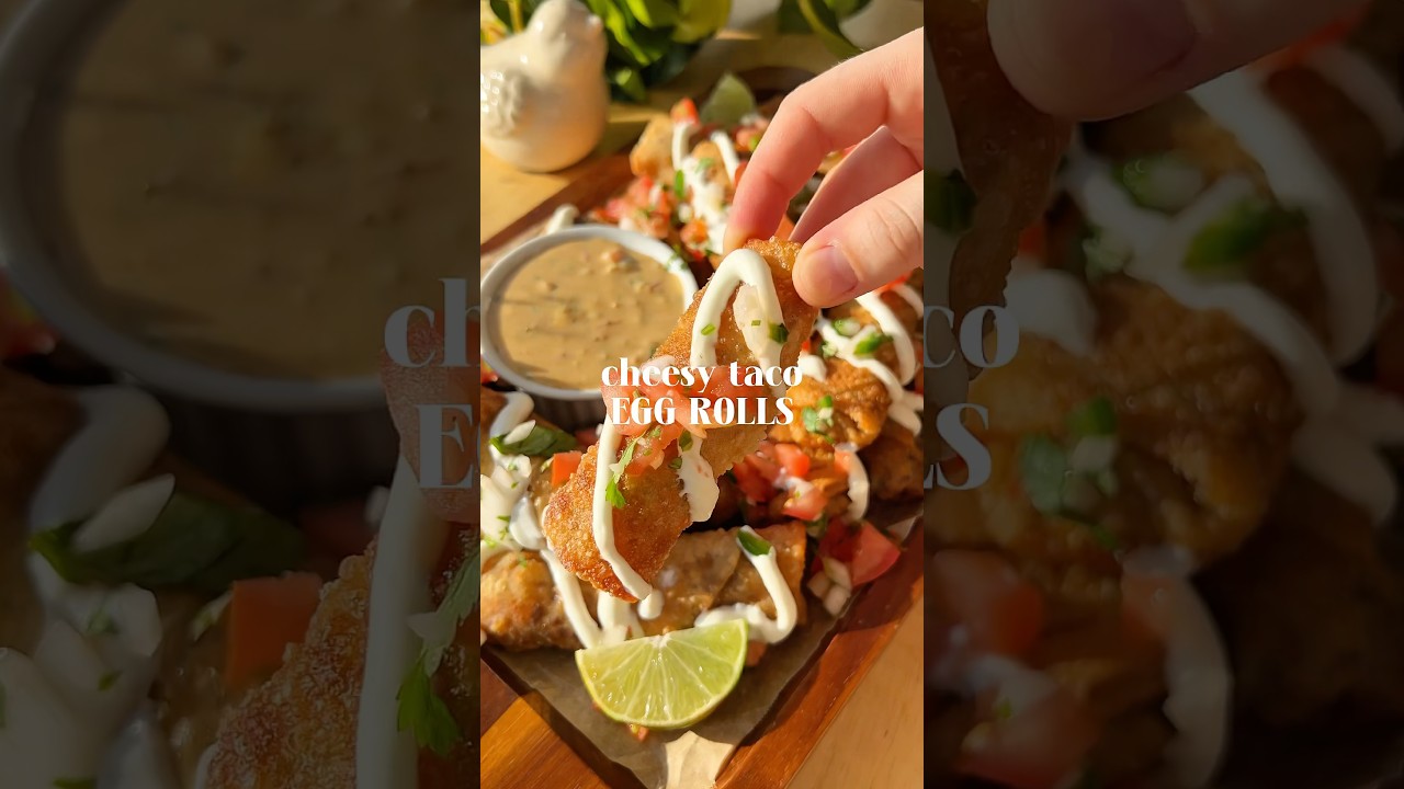 cheesy taco egg rolls 🌮 recipe is on my blog kennascooks.com #recipe #eggroll #food #appetizer