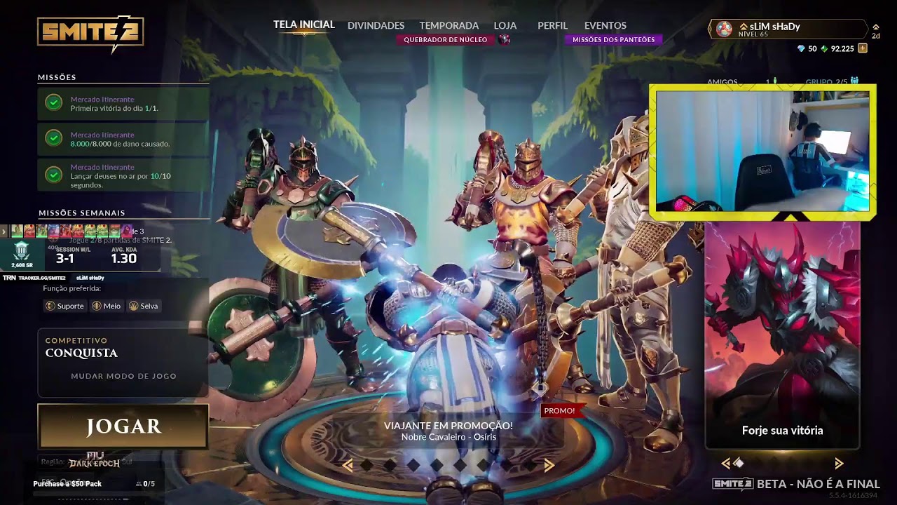 Smite 2 [AO VIVO] - hoje é tiro, moba, futebol e locuredo