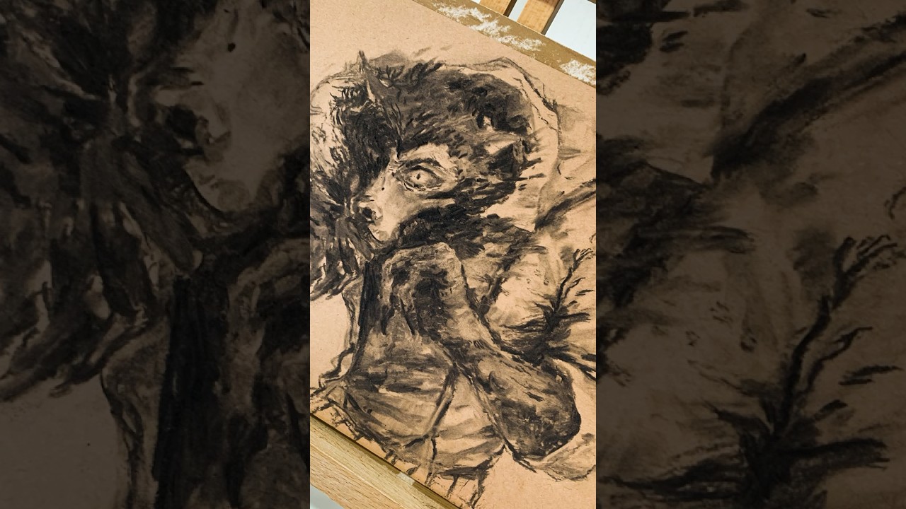 Legoshi Drawn in Charcoal🐺 (목탄으로 그려본 레고시) | 목탄드로잉 | 비스타즈