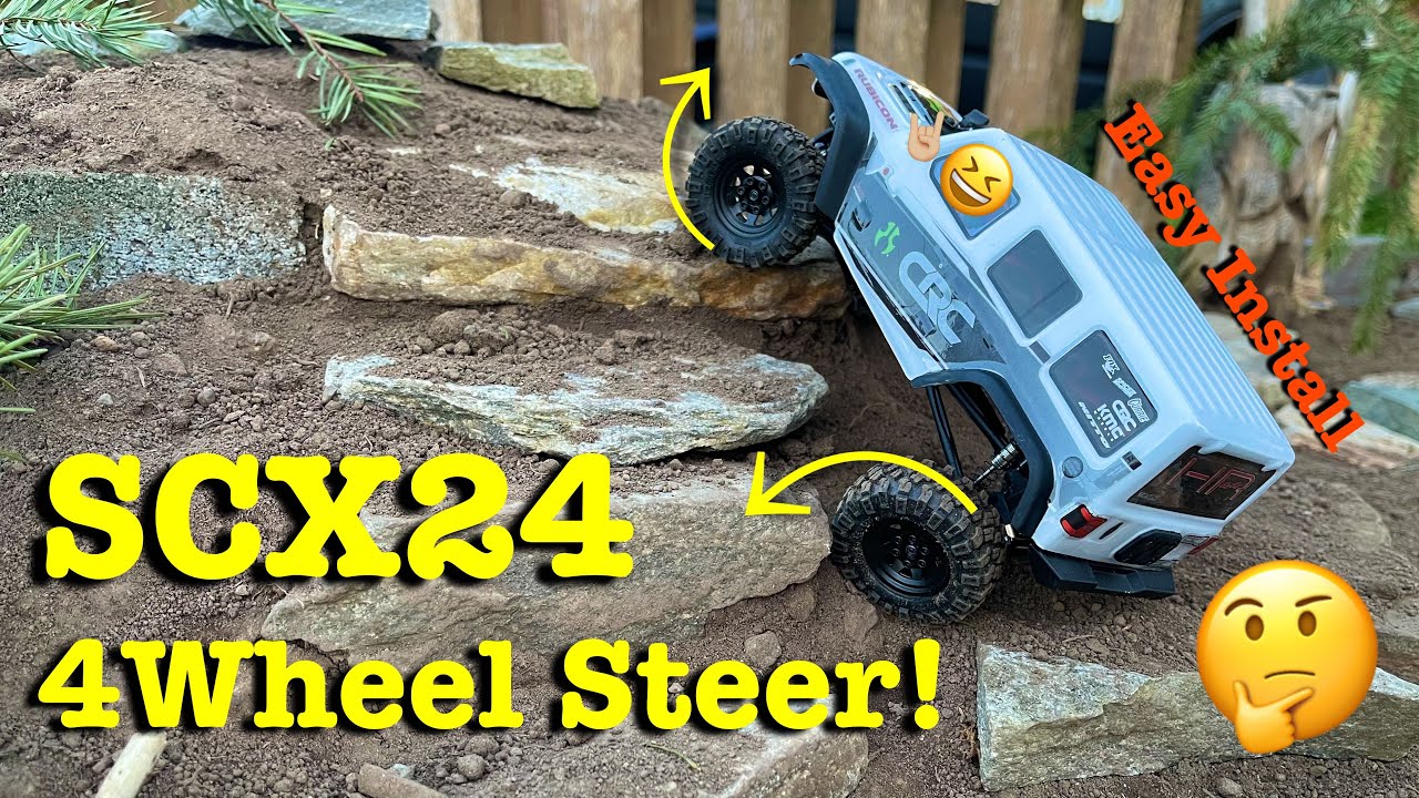 Scx24 4ws! //Scx24 Jeep gets 4wheel steering fast and easy install//