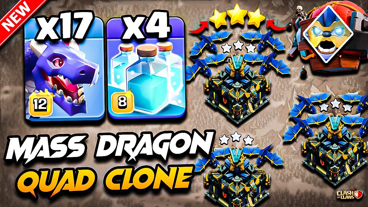 TH17 DRAGON Attack With CLONE | Best TH17 Attack Strategy With Dragon 2025 | Town Hall 17 DRAGON COC